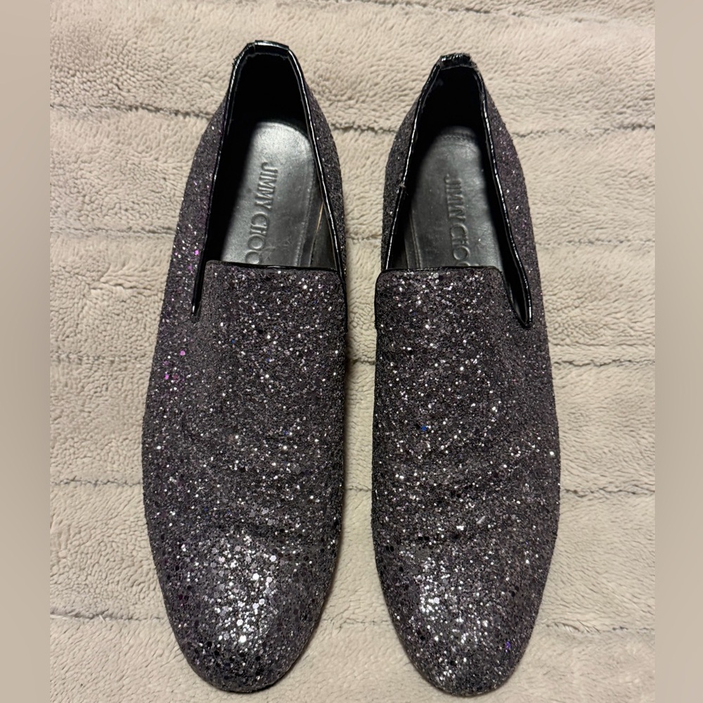 Jimmy Choo Glittering Black Slip-Ons